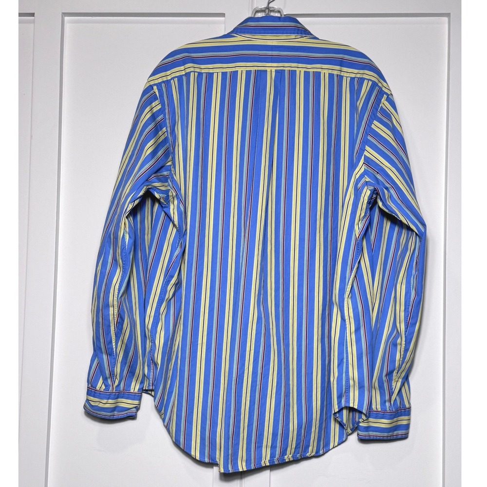 Ralph Lauren Mens Classic Fit Striped Button Down Shirt Blue Yellow Large - Picture 3 of 7
